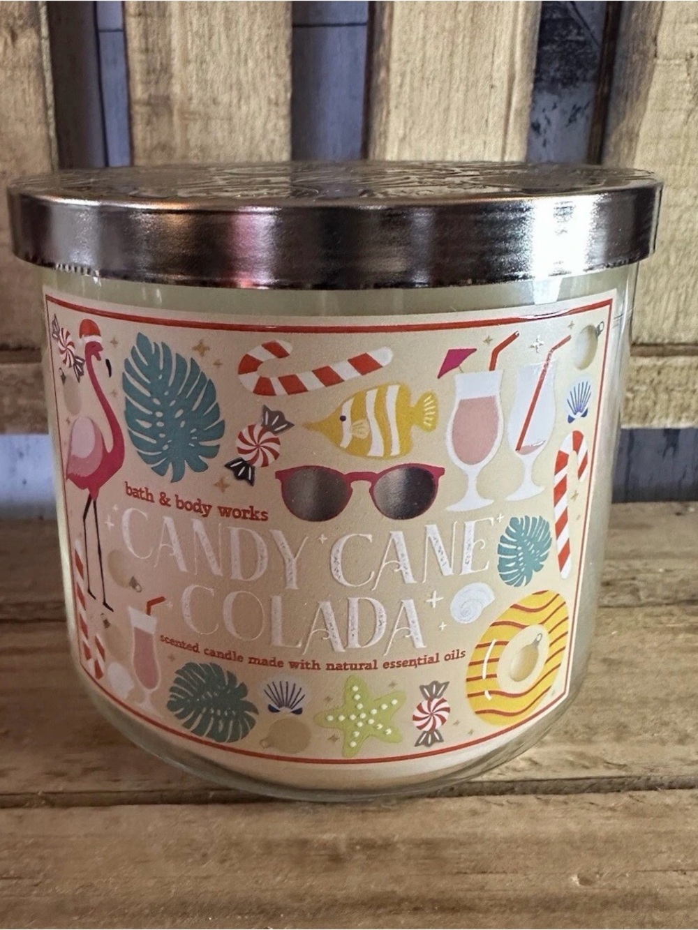 Bath & Body Works NEW Christmas 2023 CANDY CANE COLADA 3-Wick Candle Holiday HTF